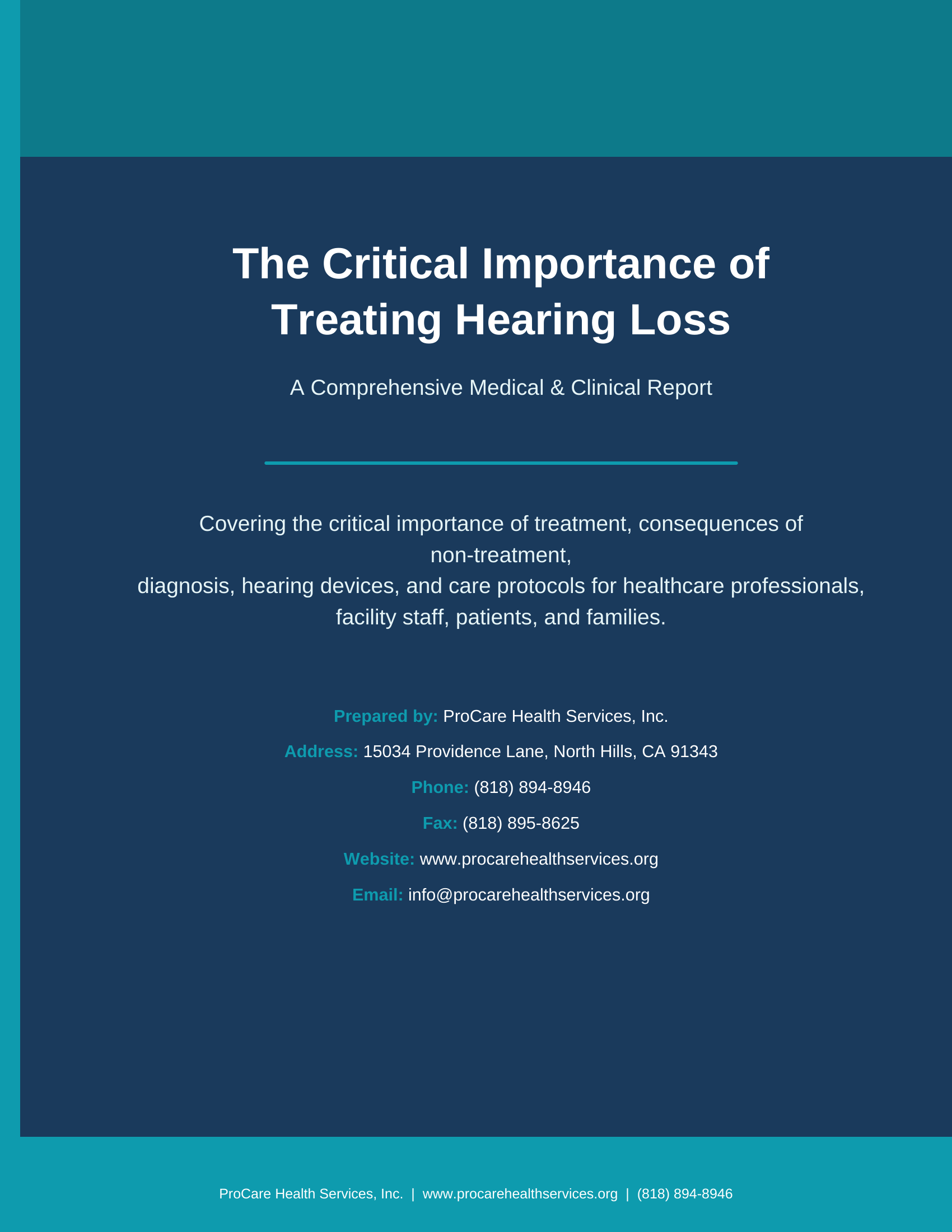 Page 1: Cover — The Critical Importance of Treating Hearing Loss